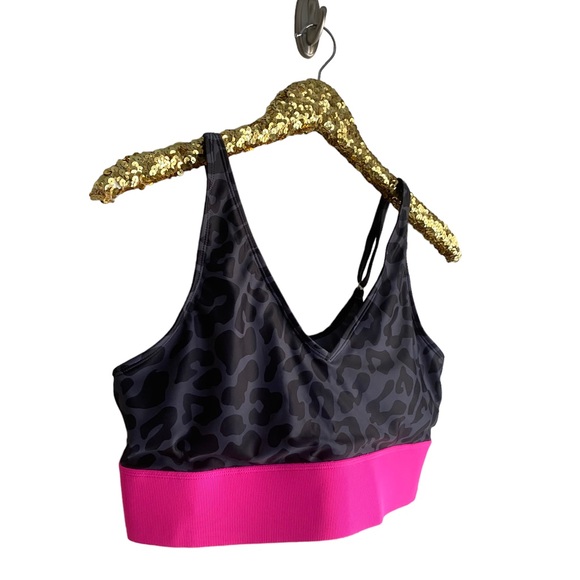 NWOT Mack and Mal Kissed By The Sun Bikini Swim Top Charcoal Leopard & Neon Pink - Picture 7 of 16